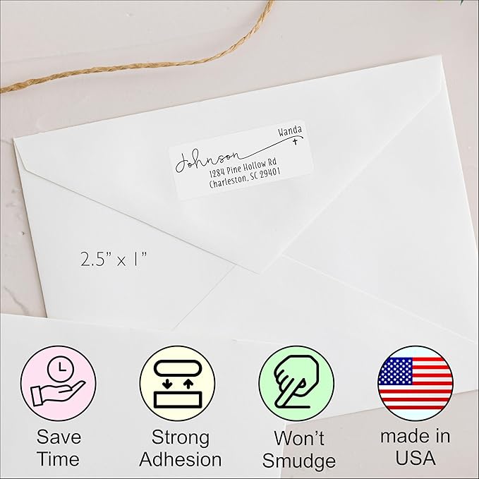 White Address Labels - Personalized Return Address Labels, Mailing and Shipping Labels for Envelopes, Packages, Business, Home by PrettySweetParty (250, Cross)