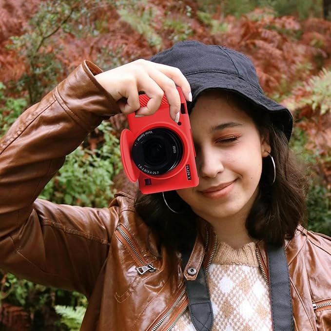 Camera Case for Sony ZV-1, ZV1 Camera Cover Silicone Camera Sleeve Body Skin Protective Case with Removable Lens Cap for Sony ZV 1 Digital Camera, Red