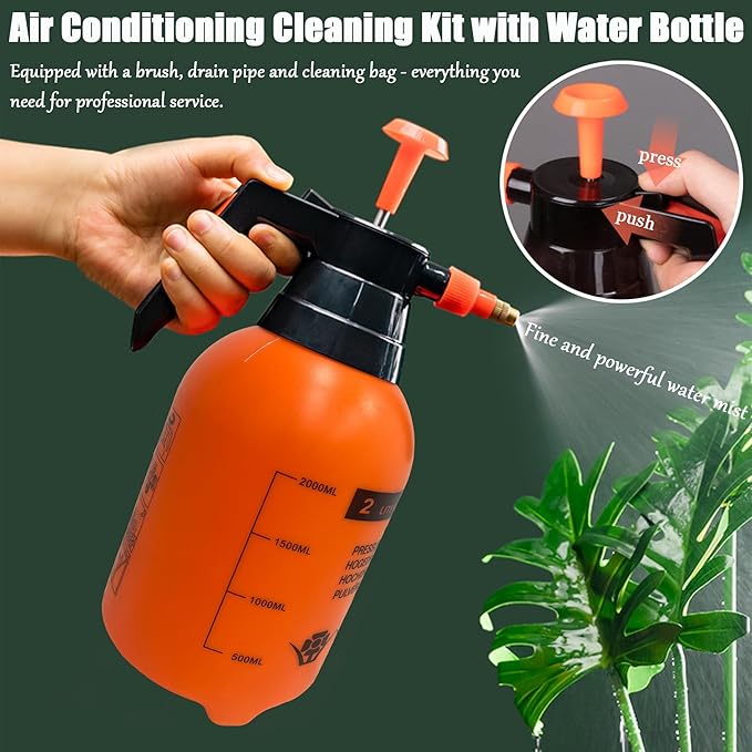 Mini Split Cleaning Kit for Wall-Mounted Air Conditioners - DIY AC Cleaning Bag with Drain Pipe, Kettle & Brush, Reusable Waterproof Cleaning Cover for Home/Office/Hotel