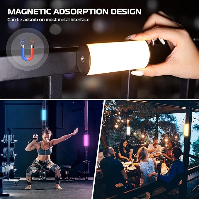 ULANZI Magnetic Light Wand, 360° Full Color RGB LED Video Light for Photography, 2000mAh Rechargeable Mini Light Stick for Video Shooting, 2500-9000K Handheld Tube Light for Vlog TikTok YouTube