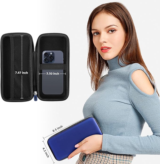 iMangoo Travel Essentials Electronics Organizer Charger Case Portable Dual Zipper Shockproof Pouch Tech Purse Cord Cable Pouches Power Bank Storage Accessories Bag for Women Men,8.5x4.5x2 Dark Blue
