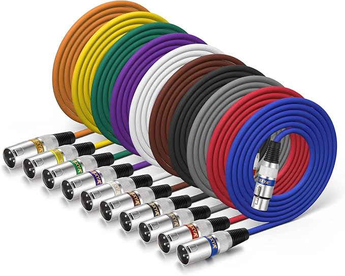 EBXYA XLR Cable 6ft 10 Pack 3 Pins Balanced XLR Microphone Cable Male to Female Suitable for Audio Mixer, Speaker Systems, Radio Station