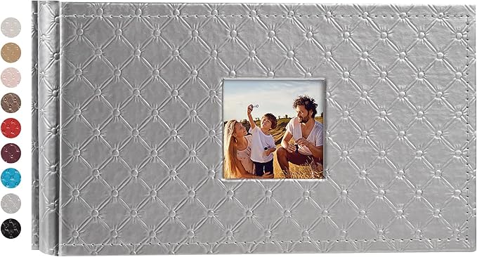 Mublalbum Small Photo Album 4x6 100 Photos Leather Cover Picture Book with Horizontal Pockets for Baby Wedding Anniversary and Family (Gray)