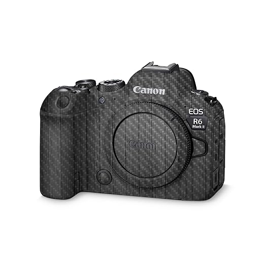 Carbon Fiber Camera Skin Compatible with Canon EOS R6 Mark II Camera (2022) - Black Wood - Premium 3M Vinyl Protective Wrap Decal Cover - Easy to Apply | Crafted in The USA by MightySkins