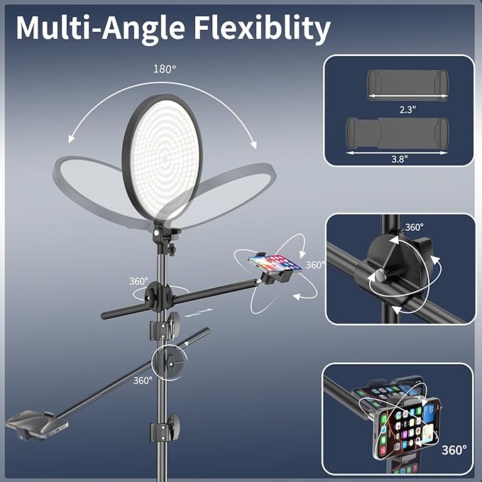 Large Ring Light Professional 55W with 72" Tripod Stand,Full-Screen Selfie Ring Light All-Purpose Stand for Live Stream, YouTube, TikTok, Video Recording with Remote (red-001,13)