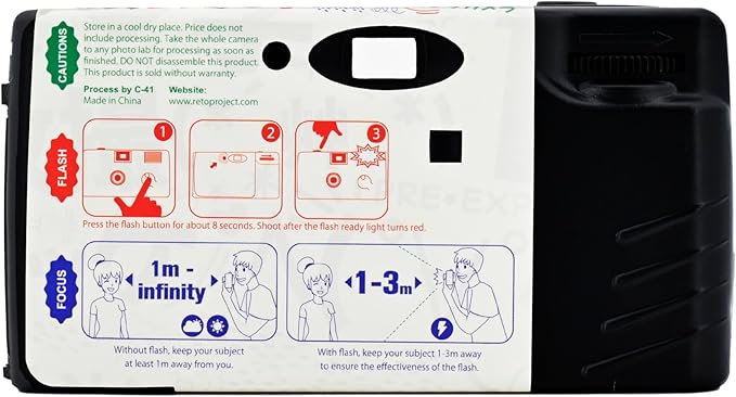 Retocolor Emoticon 400 35mm Disposable Film Camera 27EXP, ISO400, Color Negative Film, Focus Free, Easy to Use, Built in Flash, Single Use (Film and Battery Included)