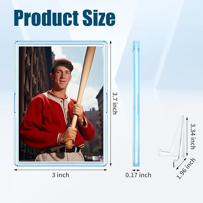 50 Pack Arcylic Card Sleeves Card Protector Cases Fit for Trading Cards Standard Sports Baseball Card Holder Collectibles + 10 Pack Card Display Stand