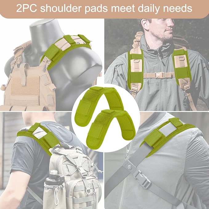 ZINZ 2-Pack Universal Shoulder Pad with Ultra Thick Cushion for Bag Luggage Bag Crossbody, Plus Long & Anti-Slip & Breathable,Army Green