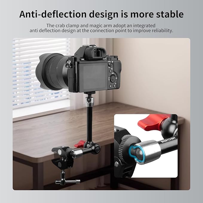 9" Magic Arm Clamp Kit with Cold Shoe Phone Holder & Tripod Mount Adapter | Versatile Mount for DSLR, Monitor, Lights, Phone, Action Cameras