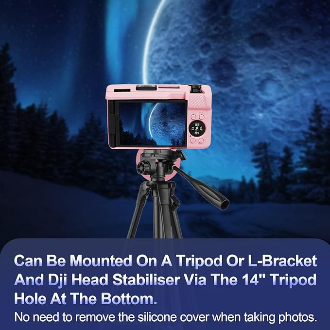 EASY HOOD V1 Case, Silicone Camera Cover with Removable Lens Cover, Soft Protector Lightweight Carrying Body Skin for Canon PowerShot V1 Digital Camera - Pink