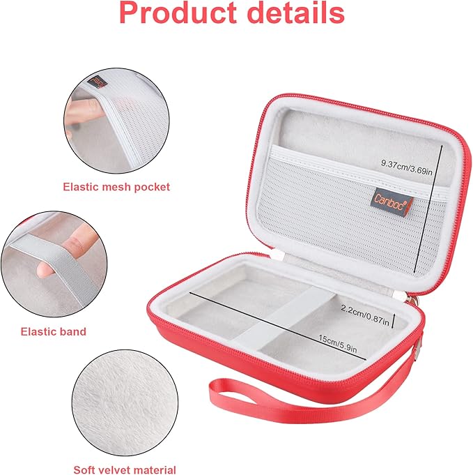 Canboc Carrying Case for MacBook Air Pro Charger MagSafe/MagSafe 2 Power Adapter, iPhone 14/14 Pro MagSafe Charger, USB C Hub, Type C Hub, USB Multiport Adapter, Hard Shockproof Bag, Red