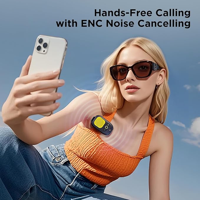 Wearable Bluetooth Speaker, 30H Working Time Clip-On Wireless Jobsite Pro Water-Resistant Portable Speaker, Built-in Mic for Hands-Free Music and Calls (Yellow)