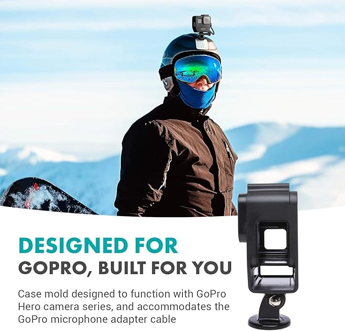 Movo GPR-5 GoPro Case with Microphone for Camera - for GoPro Hero 5, 6, 7 - Includes VXR10 Microphone for iPhone, Android, Camera - Shoe Mount for Shotgun Mic - GoPro Mic Adapter Not Included