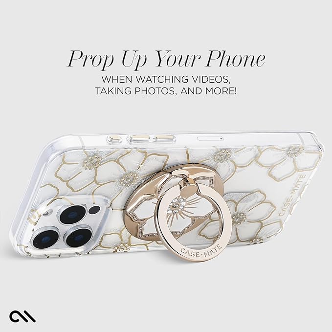 Case-Mate Magnetic Phone Grip & Ring Stand - Collapsible and Removable MagSafe Accessories for iPhone 17 Pro Max /16 Pro Max/15/14/13/12/S25 Ultra - Floral Gems