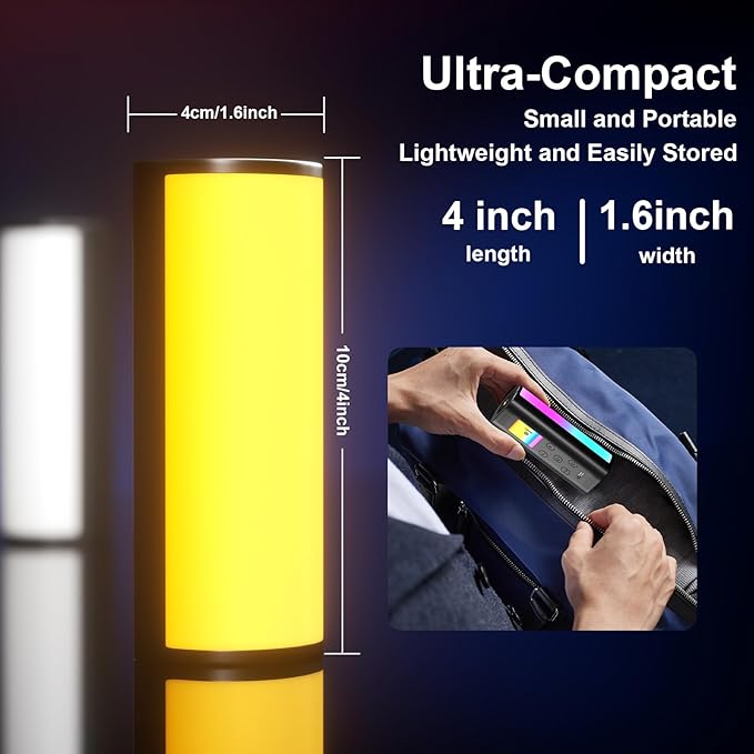 EMART Magnetic Handheld Light Wand, 360°Full RGB Mini LED Video Light Stick,1200mAh 2500-7000K 13 Effect Dimmable Camera Tube Light for Video Recording Studio Photography TikTok YouTube Vlog