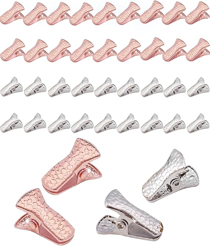 40 Pack Mini Alligator Clips with Steel Core & Non-Slip Silicone| Multipurpose Clips for Delicates, DIY Crafts, Office & Home(Rose Gold+Silver)