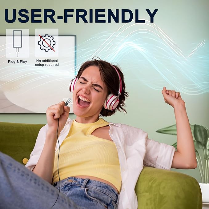 USB C Mini Microphone Karaoke, Portable ASMR Microphone for Android Phone/iPhone 15/Laptop/Mac, Wired Mic for Voice Recording, Singing, Interviews, Vlogs, YouTube, TIK Tok (Black)
