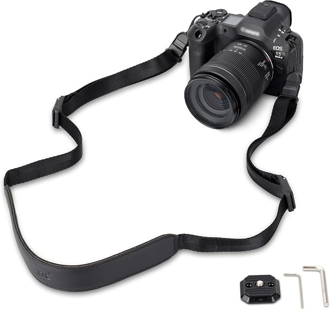 Mirrorless Camera Neck Strap with Quick Release Buckles, Adjustable Shoulder Sling Strap for Sony A7C II A7 IV III A7R V IV ZV1 ZV-E10 Canon EOS R100 R50 M50 M6 Nikon Z30 Z50 Z6 Z7 II & More (Black)