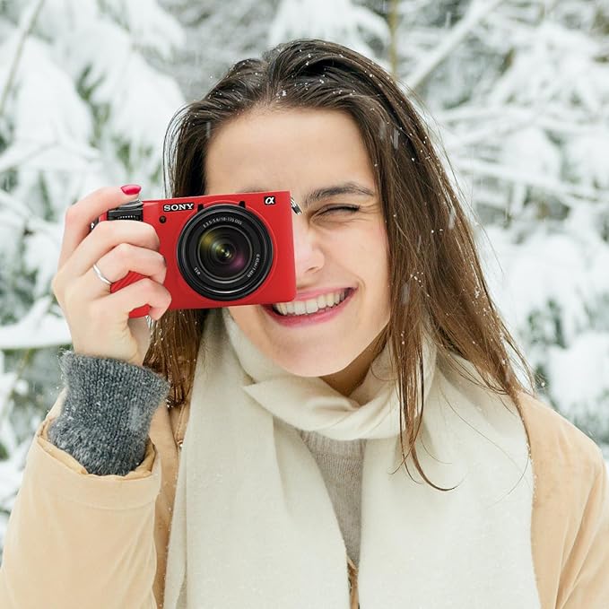 Easy Hood Camera Case for Sony Alpha 6700, Soft Silicone Protective Cover a6700 DSLR Camera Anti-Scratch Slim Fit Body Skin Protector Housing Sleeve for Sony A6700 Mirrorless Camera Red