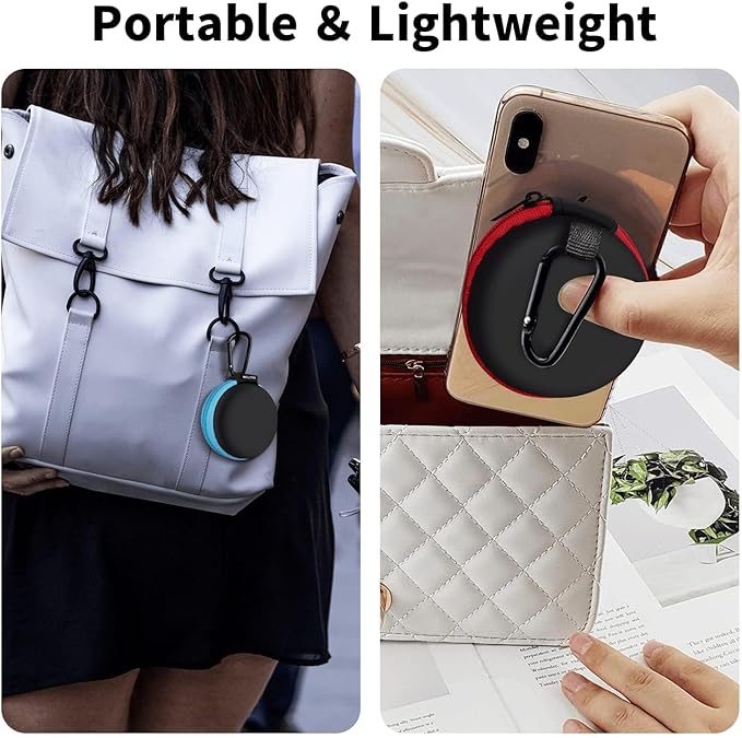 MOLOVA for Earphone Carry Case, 2-Pack Small Round Pocket Earbud Travel Carrying Case with Zipper for Smartphone Earphone, Wireless Headset, USB Cable, SD Cards Storage Bags, Masks and More