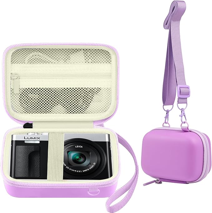 Leayjeen Digital Camera Case Compatible with LUMIX ZS99/ LX10/ ZS80/ ZS100/ ZS70/ ZS200/ ZS60 4K Digital Camera,Storage Holder Organizer for Kodak Ultra F9 M35 M38 Paper Shoot Camera-Pueple(Case Only)
