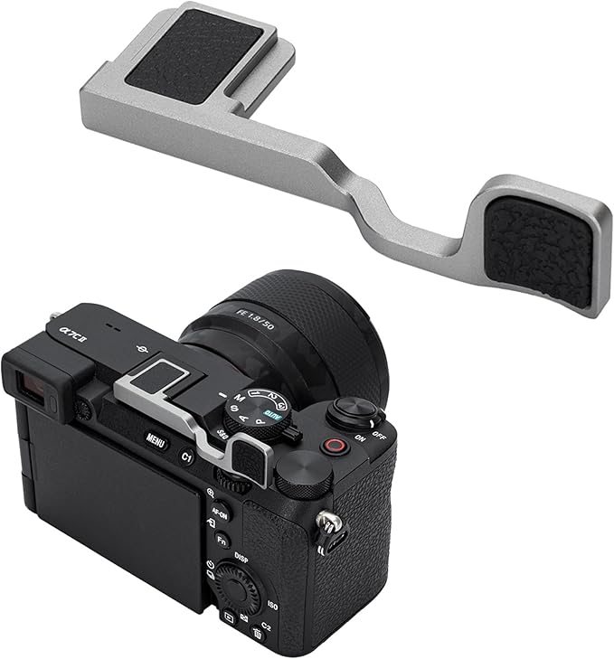 JJC Metal Thumb Up Grip for Sony A7CII A7C II A7CR A7C R Camera, Hot Shoe Mount Thumb Rest Support for Stable and Safe Hand Hold, with Anti-Scratch Silicone Pad, Not Affect The Use of Camera Buttons