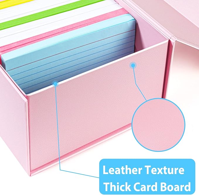 Harhana 3x5 Index Card Holder Pink Card File Box Organizer, Hold 1200 3x5-Inch Flash Cards- 1 Pack Pink