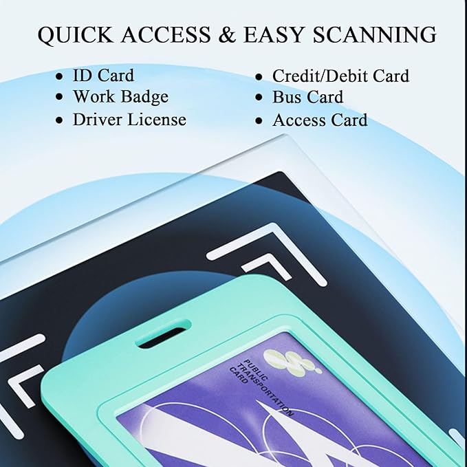 Larpur Pack of 2 Sliding ID Badge Holders Hard Plastic Vertical Card Cases with Clear ID Window for School, Office, Factory, Work, Aqua