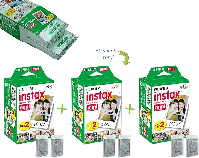 Fujifilm Instax Mini 12 Instant Camera Pastel Blue and Fuji Film Value Pack (60 Sheets) Bundle with Sturdy Tiger Accessories, Carrying Case, Photo Album 64 Pockets