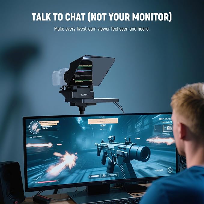NEEWER 2 in 1 Teleprompter 11 Inch with Monitor, Supports Screen Mirroring, Portable Prompter for Camera Mobile Phone Webcam Windows MacOS for YouTube Twitch Live Streaming Conference, X11