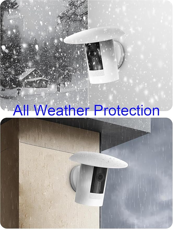 Sun Rain Shade Camera Cover Compatible with Ring Outdoor Cam Plus/Ring Stick Up Cam Battery/Plug-in, Camera Shield Protective Case for Resistant UV, Weatherproof, Easy to Install (White)