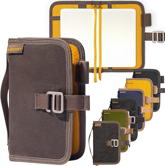 LOCHBY® Mini Field Journal | Water Resistant Waxed Canvas | Pen Loop | Included Tomoe River Notebook | Perfect for Travel, Art, Bullet Journal