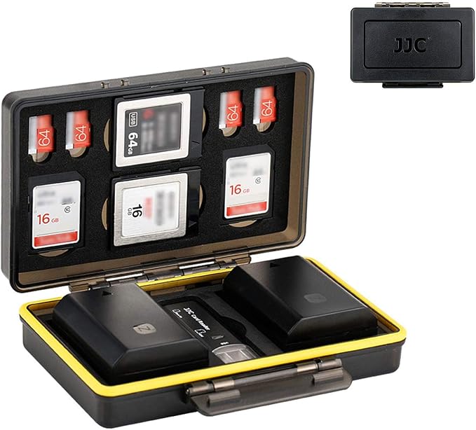 JJC Camera Battery Memory Card Case, SD Micro SD TF MSD XQD Card and Battery Holder Storage Organizer for Canon Nikon Sony Fujifilm Olympus,Water-Resistant & Shockproof