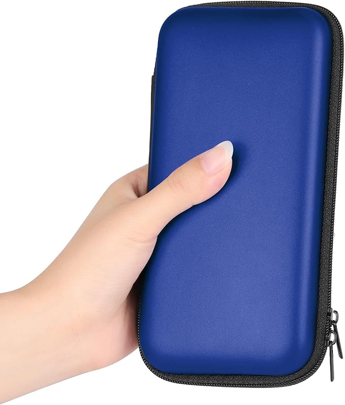 iMangoo Travel Essentials Electronics Organizer Charger Case Portable Dual Zipper Shockproof Pouch Tech Purse Cord Cable Pouches Power Bank Storage Accessories Bag for Women Men,6.5x3.2x1 Blue