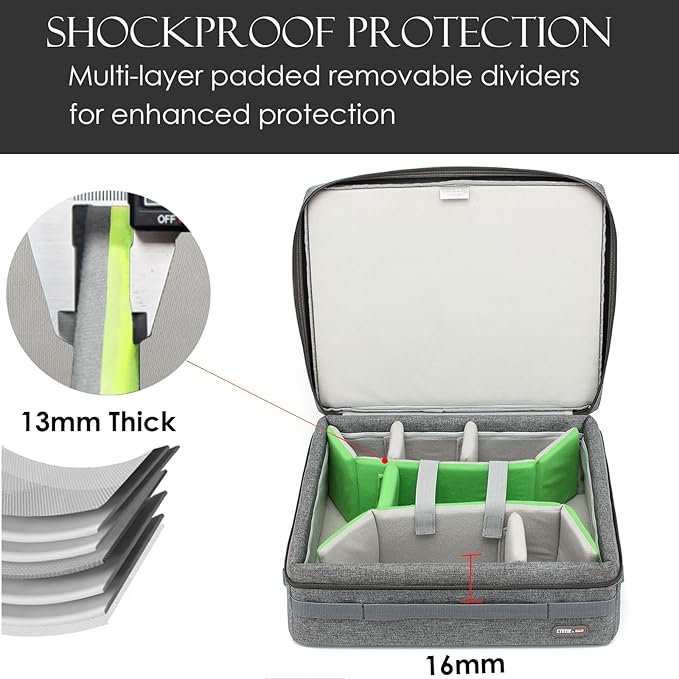 Large Camera Insert Bag,Pressure-proof Hard Shell Lens Cube Case,Digital DSLR SLR Mirrorless Cameras Accessories Storage Pouch Compatible for Canon,Nikon,Sony,Panasonic（L）