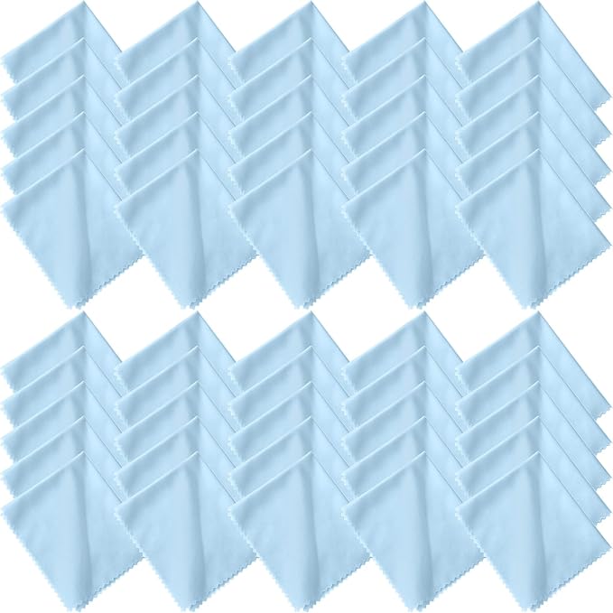 Frienda 50 Pcs Microfiber Cleaning Cloth for Glasses 6x7 Inch Lens Eyeglasses Cleaning Cloth Sunglasses Electronics Glasses Optical Cleaner Wipes Bulk for Camera Lens Eyeglass Screen(Blue)