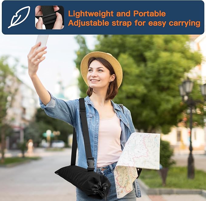 Travel Carrying Case for Cell Phone Tripod & Selfie Stick, Nylon Monopod Storage Bag with Strap Compatible with Folded Extendable Phone Tripod Stand up to 19.5" (Bag Only)