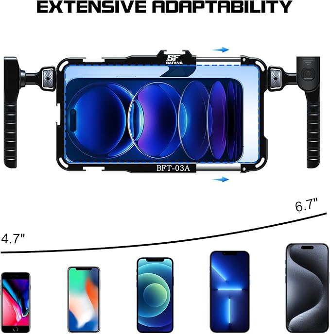 Upgraded Universal Smartphone Video Rig with Handles 67mm Filter Adapter Anti Drop, Phone Cage Stabilizer for Video Recording, Handheld Filmmaking Vlog Case Stabilizer for Videomaker