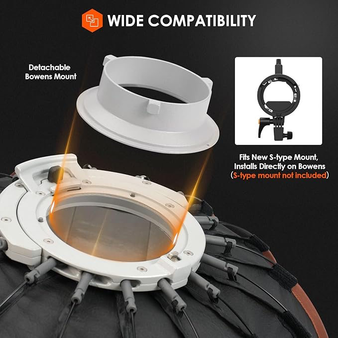 TARION Quick Release Parabolic Softbox - Bowens Mount Softbox with Diffusers/Honeycomb Grid/Carrying Bag for Live Streaming, Photography, Videography (Parabolic 23.5"/60cm)