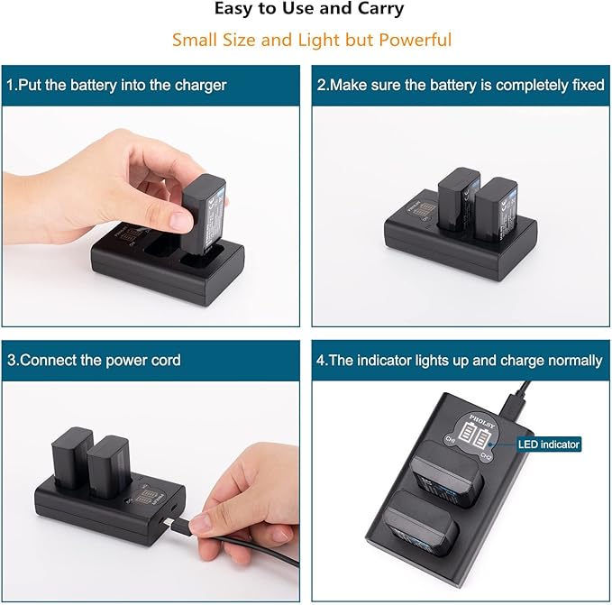 PHOLSY 2-Pack NP-FW50 Batteries NP-FW50 Battery Charger BC-TRW Compatible with Sony ZV-E10 a7SM2 a7RM2 a7M2 a6500 a6400 a6300 a6100 a6000 a5100 a5000 a3500 NEX7 NEX6 NEX5 NEX3 a55 a37 a35 RX10M4 RX10