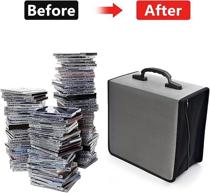 alavisxf xx CD Case, 432 Capacity DVD Case Holder, Heavy Duty Zipper Protective Movie Media Storage Organizer Binder Wallet for Car Home Office Travel (Grey, 432 Capacity)