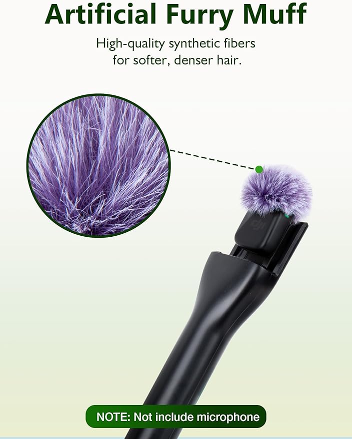 Microphone Windscreen for DJI Mic Mini - 2 Packs Furry Mic Wind Muff Cover Suitable for DJI Mini Reduce Wind Noise (Purple)