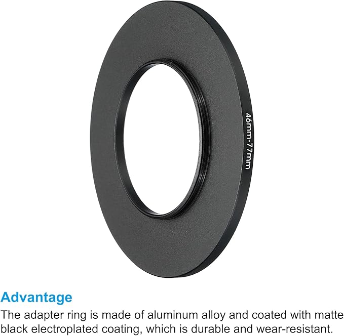 PATIKIL 46mm-77mm Metal Step Up Ring, 2 Pack Camera Lens Filter Adapter Ring Aluminum Filter Adapter Ring for Camera Lenses Hood, Black