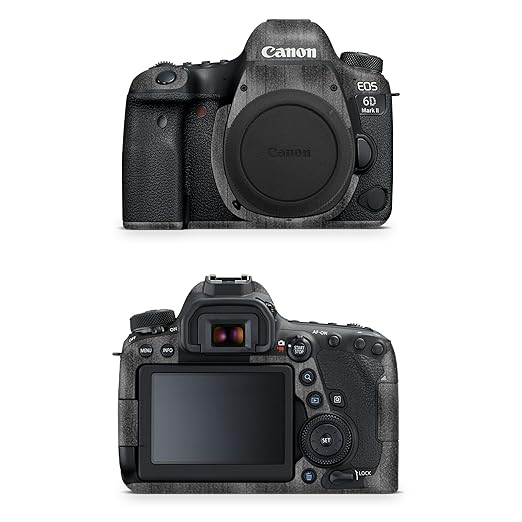 Glossy Glitter Camera Skin Compatible with Canon EOS 6D Mark II Camera (2017) - Black Wood - Premium 3M Vinyl Protective Wrap Decal Cover - Easy to Apply | Crafted in The USA by MightySkins