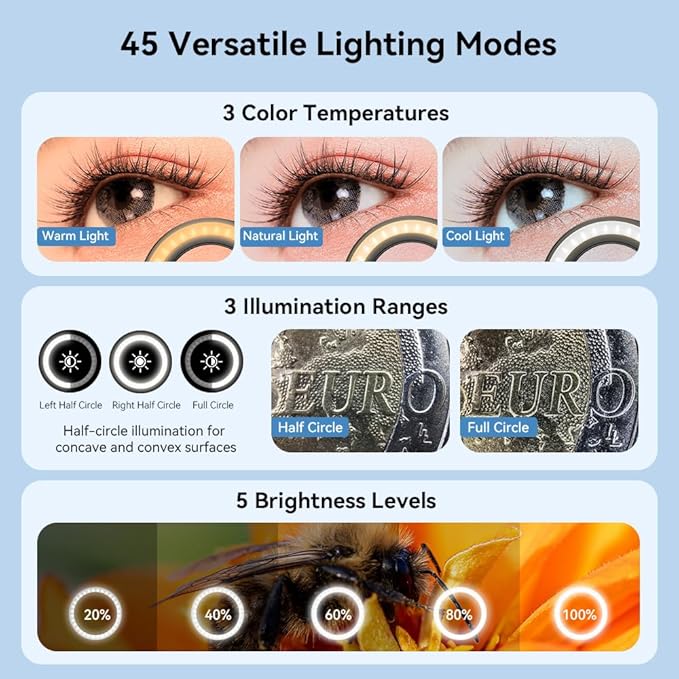 APEXEL 100Ultra Macro Lens + Fill Light- Enhanced Version Smartphone Lens for iPhone| Professional Macro Photography of Flowers, Iinsects, Jewelry, Food Details and Other Small Objects