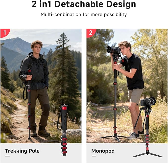 Avella C325 58 Inch Carbon Fiber Camera Monopod Professional Telescopic Monopods for Canon Nikon Sony Olympus Panasonic DSLR Camera Black