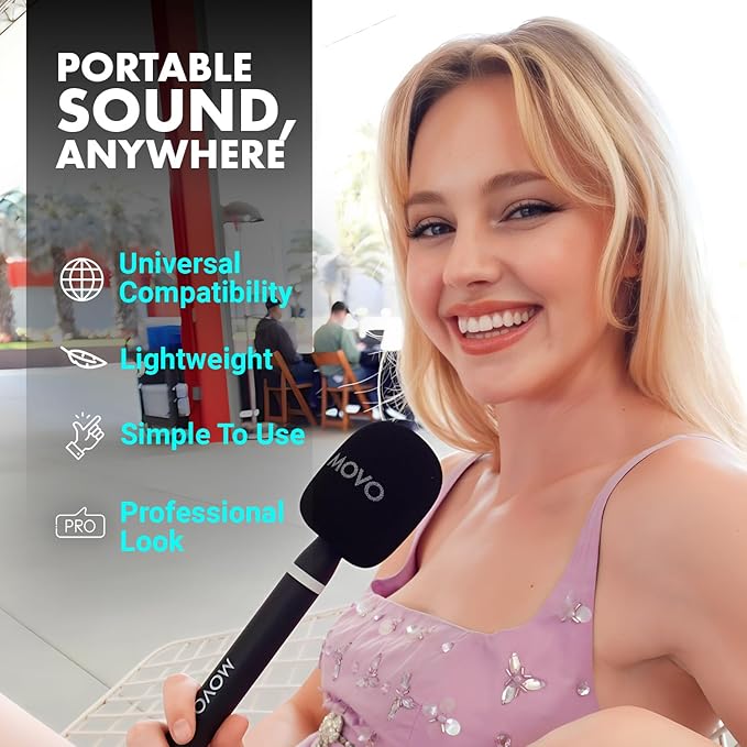 Movo iVlogger-PRO Wireless Vlogging Kit for iPhone/Android - YouTube Starter Kit with Wireless Microphone and LED Light for Content Creators