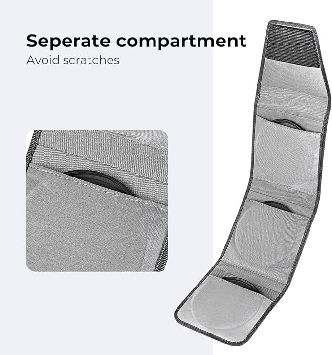 K&F CONCEPT Lens Filter Pouch, Lens Filter Case 3 Pocket Professional Photography Filter Holder Belt Bag Pouch Water-Resistant and Dustproof for Filter Up to 62mm