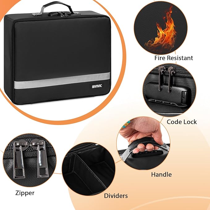 IBVIVIC Fire-resistant Photo Storage Box, Photo Organizer with 18 Inner 4" x 6" Photo Case (Clear), Photo Organizer and Storage with Lock