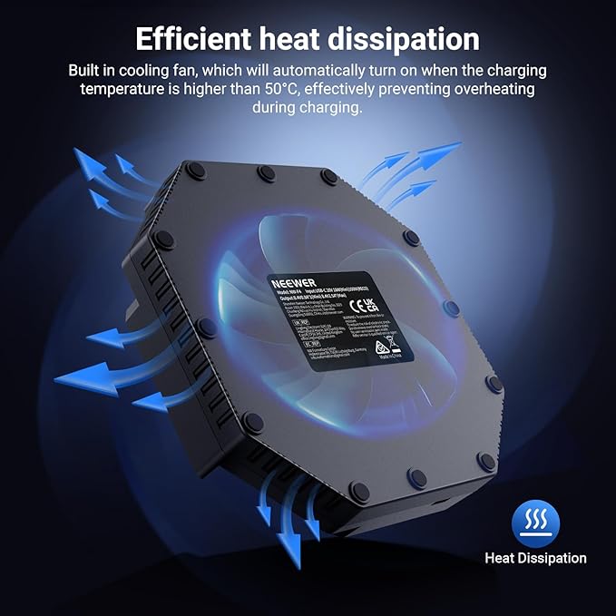 NEEWER 4 Channel NPF Battery Charger for NP-F550 NP-F750 NP-F970 Camcorder Camera Battery, 100W PD Fast Charging with PD 100W GaN Fast Wall Charger, USB C to USB C Cable, OLED Display, NW-F4